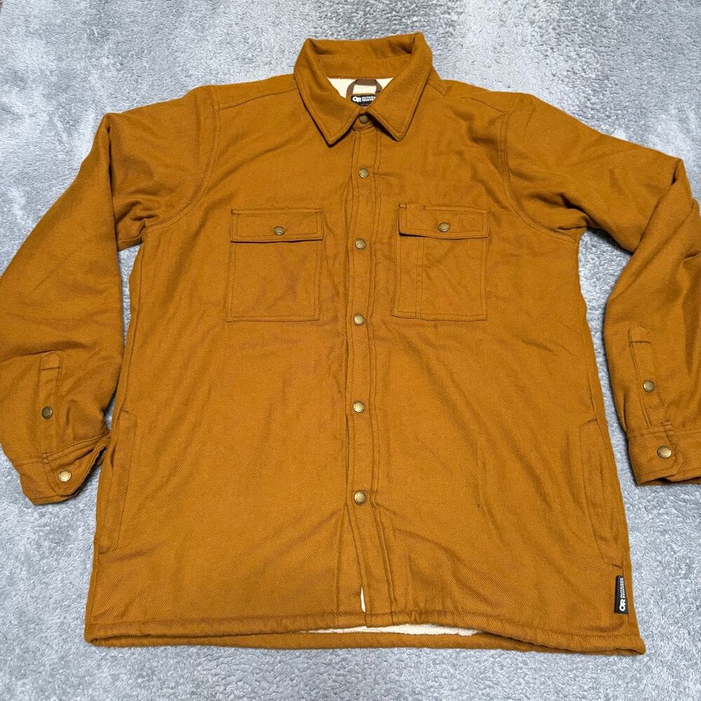 Outdoor Research Feedback Shirt Jacket Mens Large Brown Sherpa Lined 283216